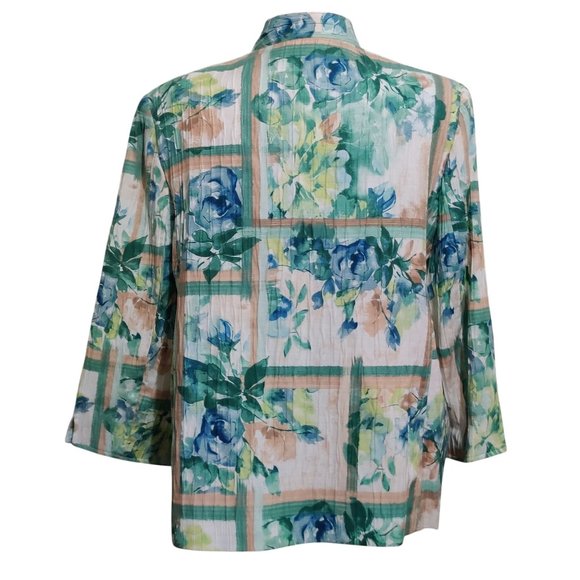 Alfred Dunner 18 Floral Blazer Plus Size Textured Jacket Shoulder Pads Garden - Picture 4 of 7